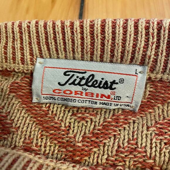 Vintage 1980s-1990s Titleiest Made in USA Cableknit Sweater Coogi Vibes Large - Picture 4 of 4